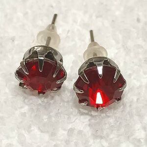 Last Pair Dark Ruby Colored 8MM Stainless Steel Stud Wedding Earring Sale